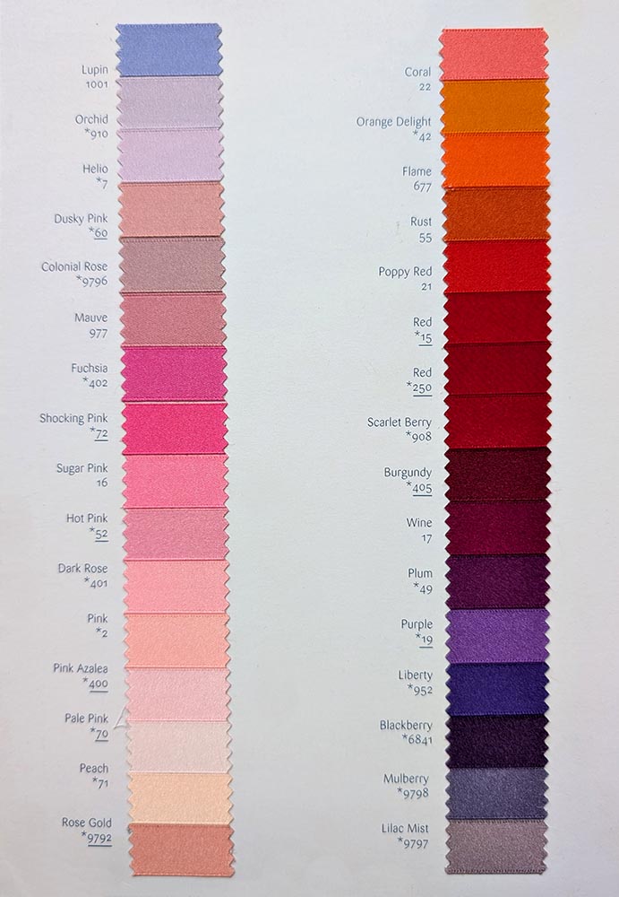 Berisfords double-faced satin ribbon shade card, page 2