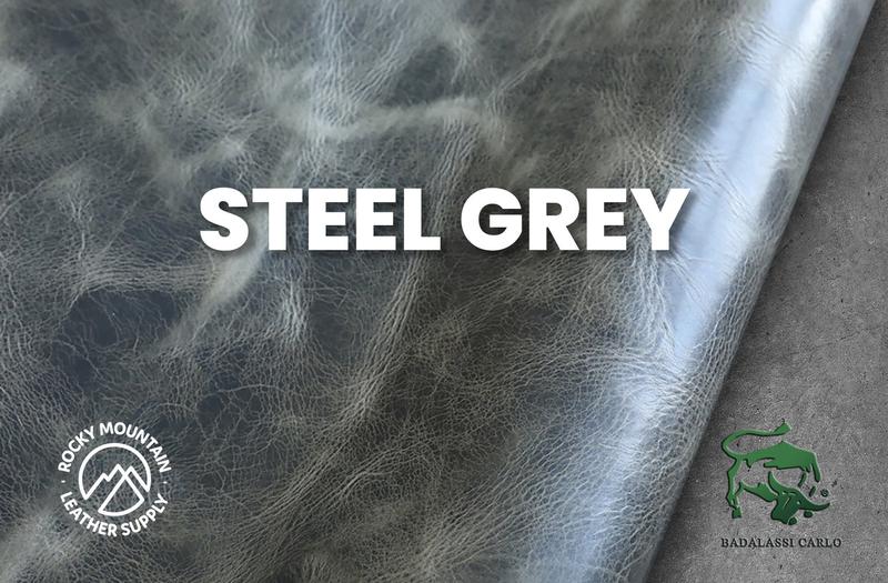 Waxy leather in Steel Grey